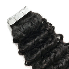 Curly Tape In Hair Extensions Virgin Human Hair 50g