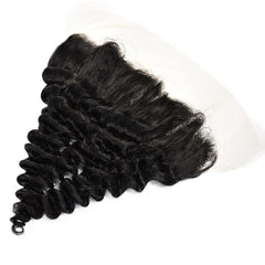 Deep Wave Hair 3 Bundles With 13x4 Transparent Lace Frontal High Quality Virgin Hair