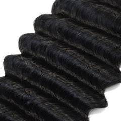 Deep Wave Hair 3 Bundles With 4x4 Transparent Lace Closure High Quality Brazilian Virgin Hair