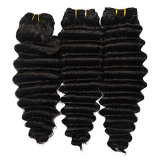 Deep Wave Hair 3 Bundles With 4x4 Transparent Lace Closure High Quality Brazilian Virgin Hair