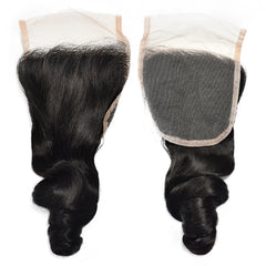 Loose Wave Hair 3 Bundles With 4x4 Transparent Lace Closure High Quality Brazilian Virgin Hair