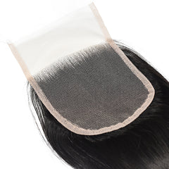 Straight Hair 3 Bundles With 4x4 Transparent Lace Closure High Quality Brazilian Virgin Hair