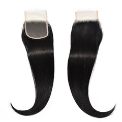 Straight Raw Hair 3 Bundles With 4x4 Transparent Lace Closure