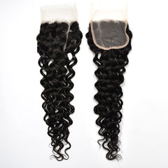 Water Wave Hair 3 Bundles With 4x4 Transparent Lace Closure High Quality Brazilian Virgin Hair
