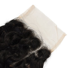 Raw Hair Water Wave Hair 3 Bundles With 4x4 Transparent Lace Closure