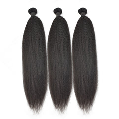 Kinky Straight Hair 3 Bundles With 5x5 Transparent Lace Closure