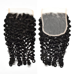 Curly Hair 3 Bundles With 5x5 Transparent Lace Closure High Quality Virgin Hair