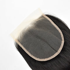 Yaki Straight Hair 3 Bundles With 5x5 Transparent Lace Closure