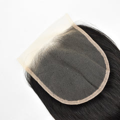 Straight Hair 3 Bundles With 5x5 Transparent Lace Closure