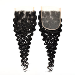 Raw Hair Water Wave Hair 3 Bundles With 5x5 Transparent Lace Closure High Quality Hair