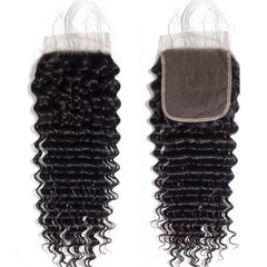 Deep Wave Hair 3 Bundles With 4x4 HD Lace Closure High Quality Virgin Hair
