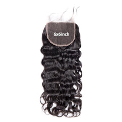 Water Wave Hair 3 Bundles With 6x6 HD Lace Closure High Quality Virgin Hair