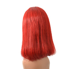 Straight Red Color 13×4 Transparent Lace Bob Wigs Human Hair Wig