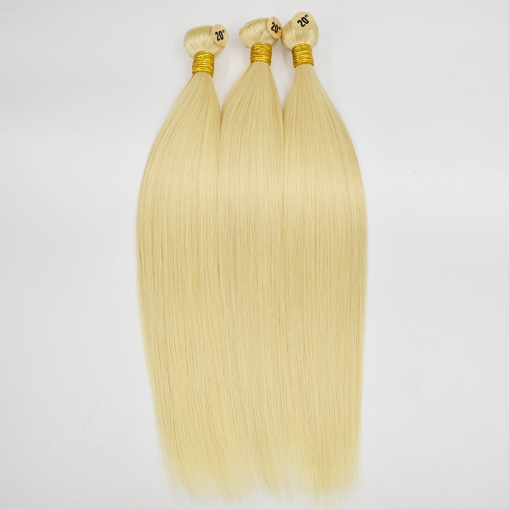 613 Blonde Color Straight Hair Bundles High Quality Virgin Hair