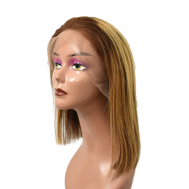 Straight 4T4/27 Color 13×4 Transparent Lace Bob Wigs Human Hair Wig