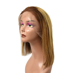 Straight 4T4/27 Color 13×4 Transparent Lace Bob Wigs Human Hair Wig