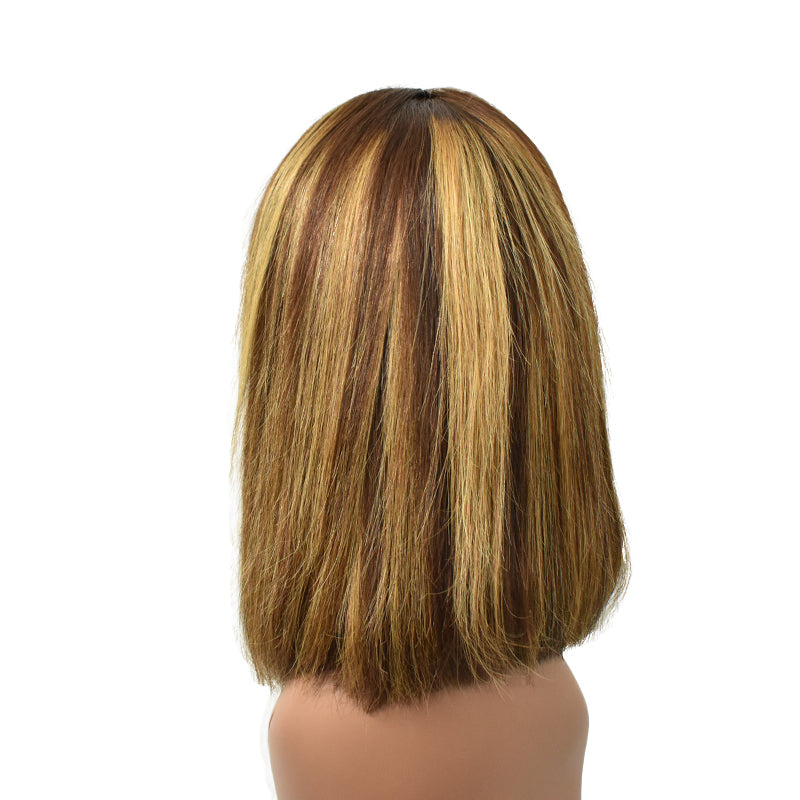 Straight 4T4/27 Color 13×4 Transparent Lace Bob Wigs Human Hair Wig