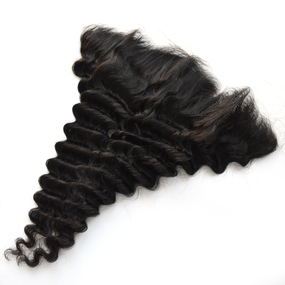Deep Wave Hair 3 Bundles With 13x4 HD Lace Frontal High Quality Virgin Hair