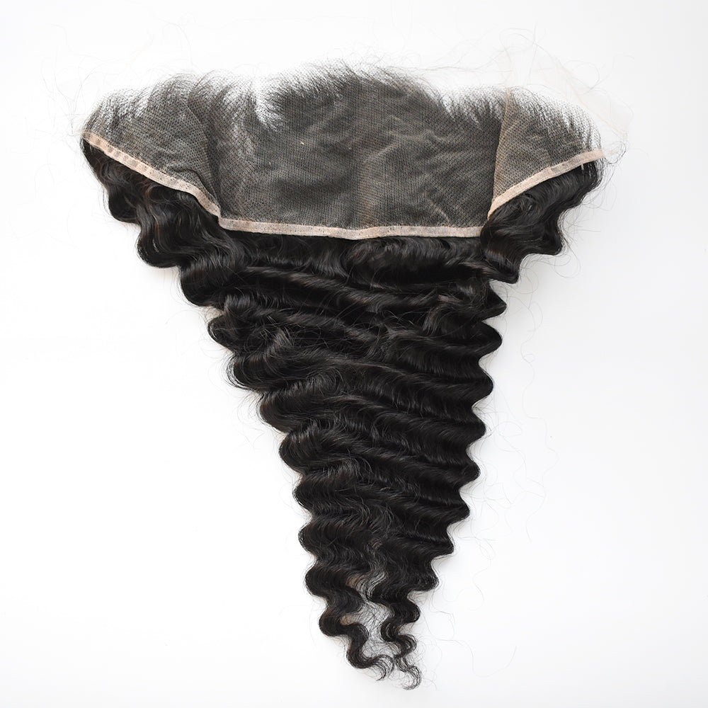 Deep Wave Hair 3 Bundles With 13x4 HD Lace Frontal High Quality Virgin Hair