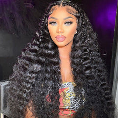 Deep Wave 13×6 Transparent Lace Front Wigs Human Hair Wig 150%