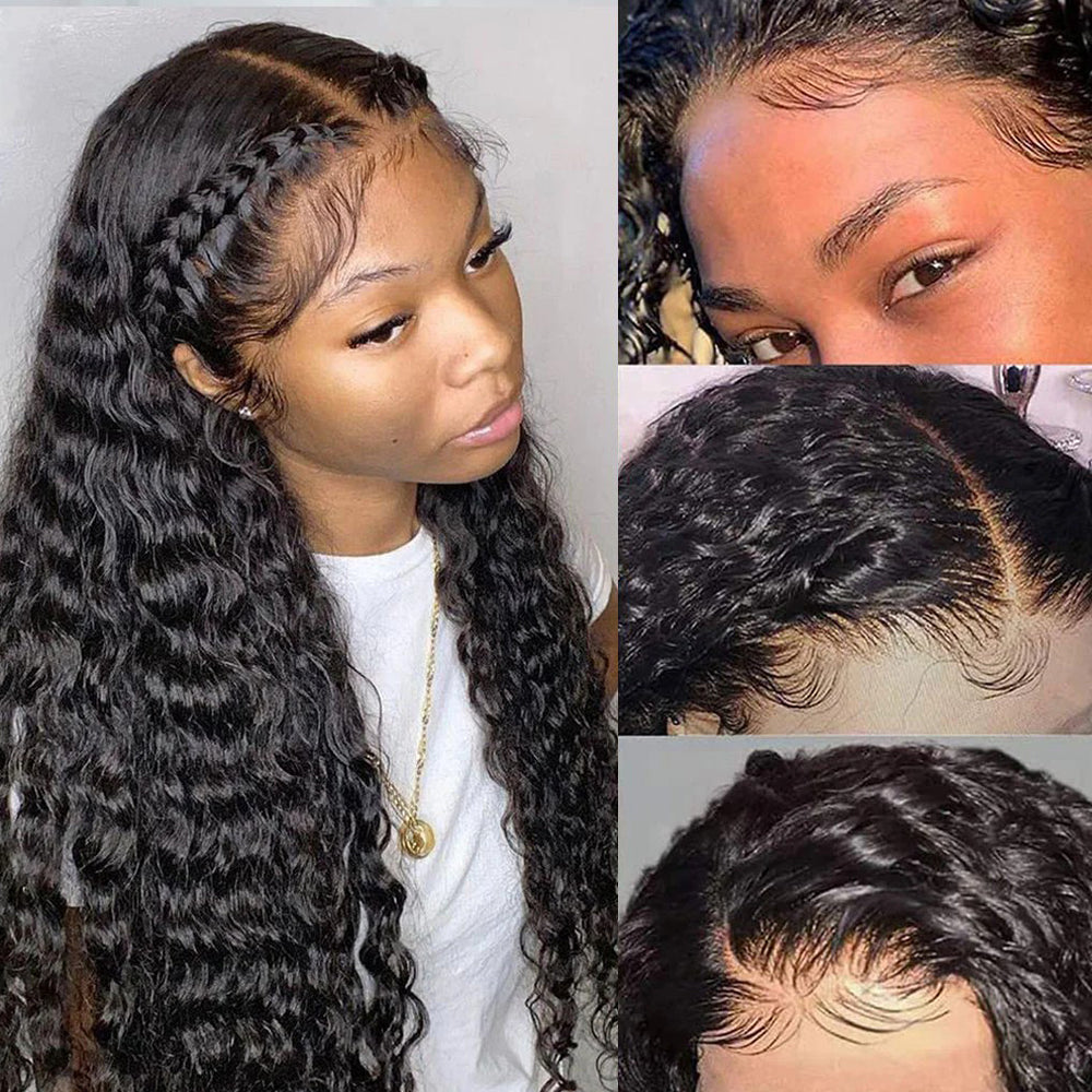 Deep Wave 13×6 Transparent Lace Front Wigs Human Hair Wig 150%