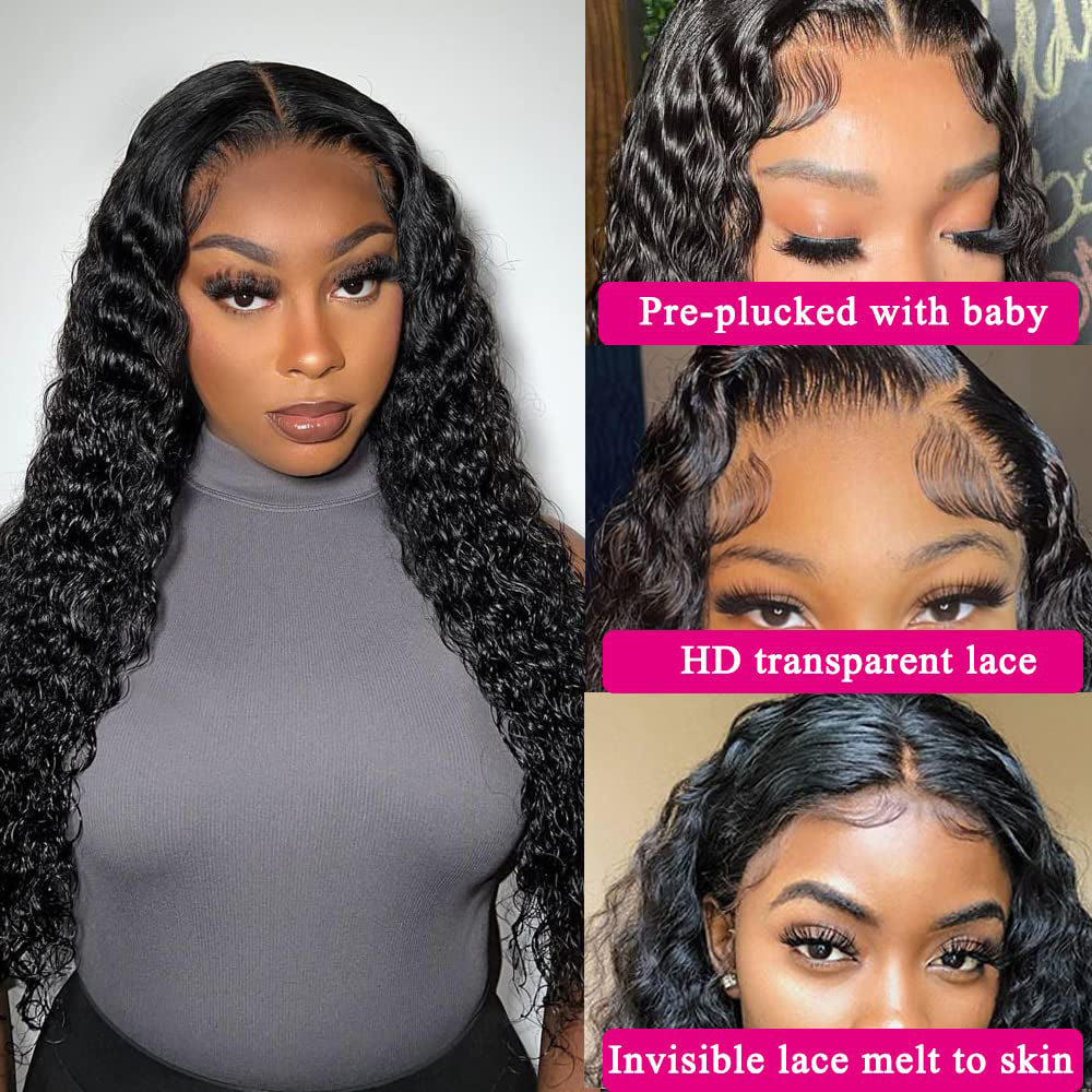 Water Wave 13x6 HD Lace Frontal Wigs Human Hair Wig 200% High Density