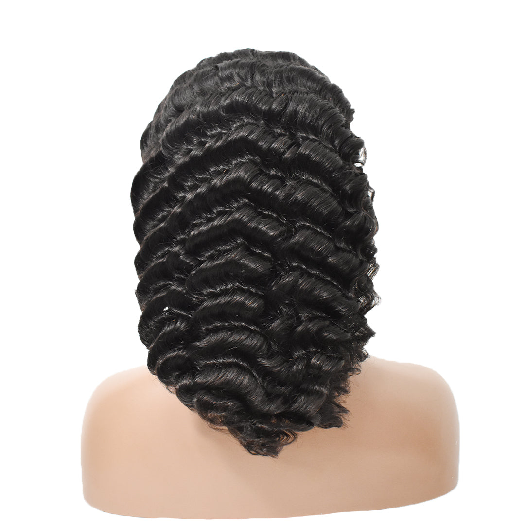 Deep Wave 13x4 Transparent Lace Front Wigs Human Hair Wig 180%