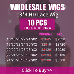 Wholesale Wigs 10PCS Pack 13x4 HD Lace Wig High Quality Virgin Hair