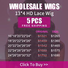 Wholesale Wigs 5PCS Pack 13x4 HD Lace Wig High Quality Virgin Hair