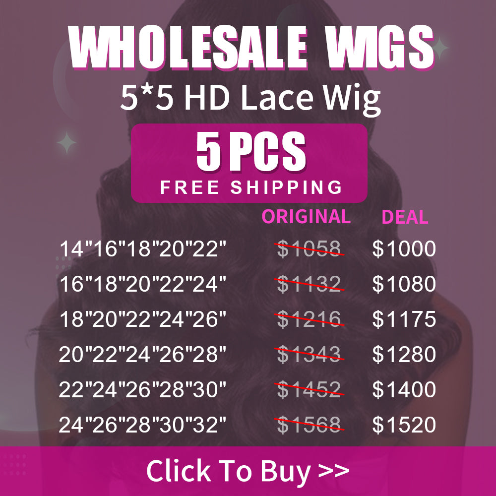 Wholesale Wigs 5PCS Pack 5x5 HD Lace Wig High Quality Virgin Hair