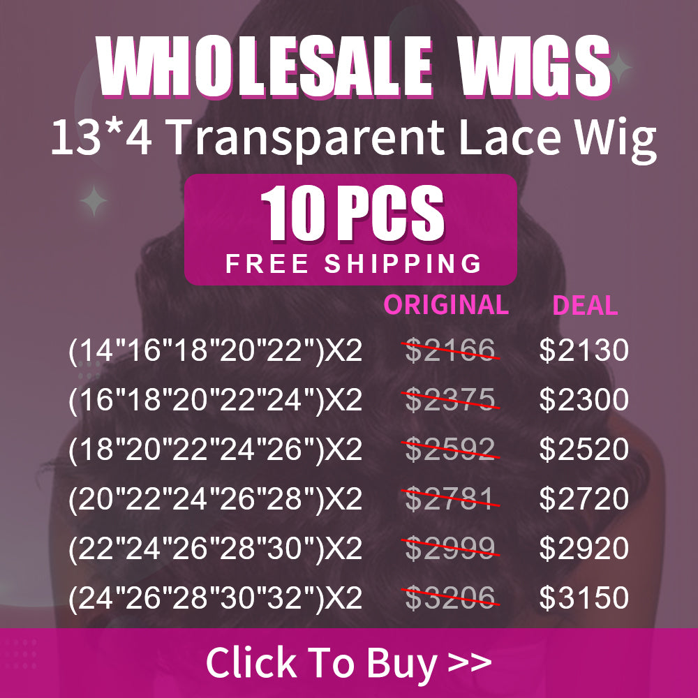 Wholesale Wigs 10PCS Pack 13x4 Transparent Lace Wig High Quality Virgin Hair