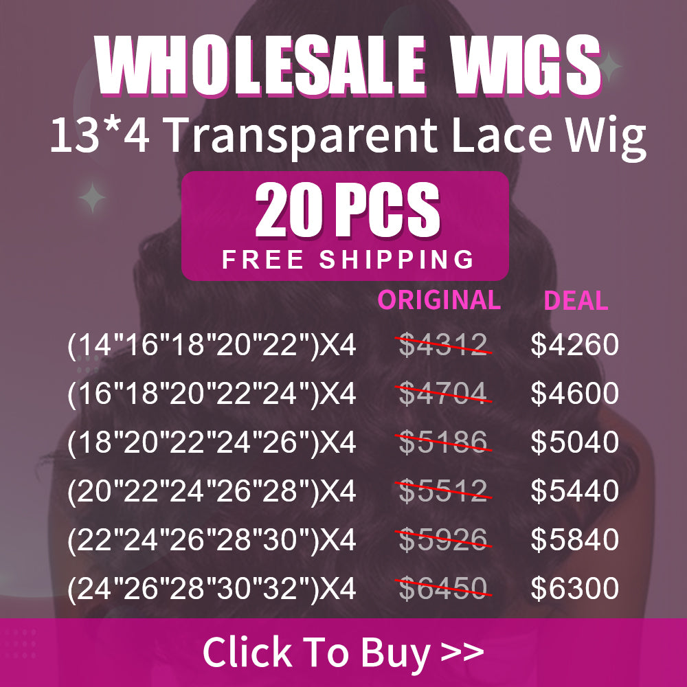 Wholesale Wigs 20PCS Pack 13x4 Transparent Lace Wig High Quality Virgin Hair