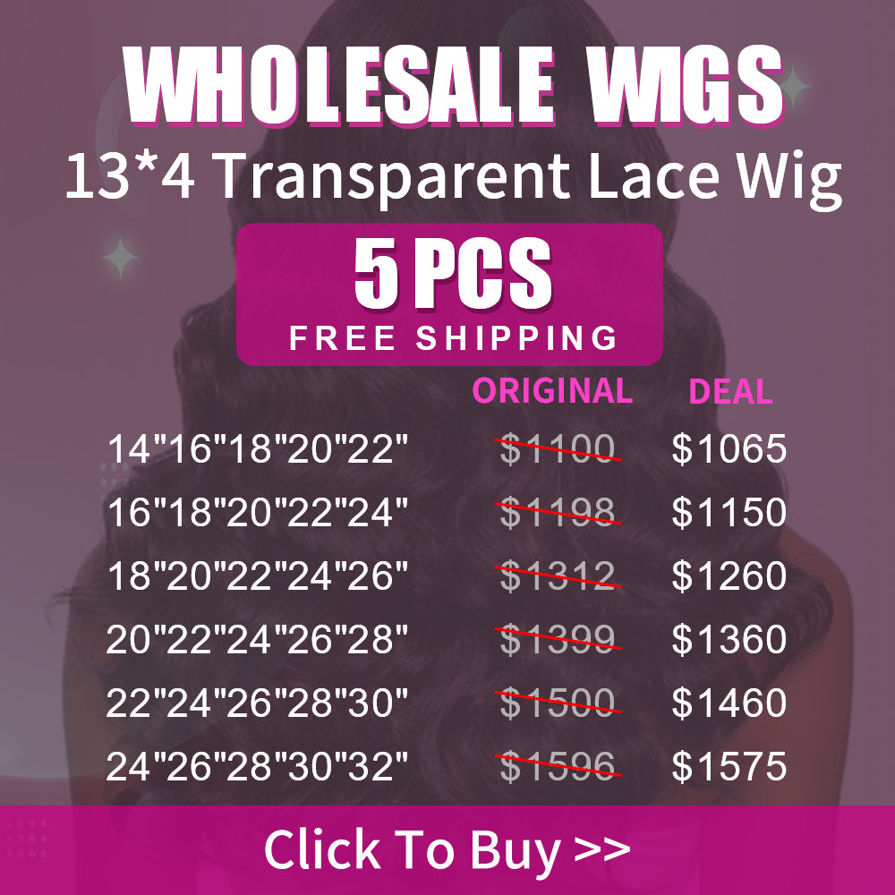 Wholesale Wigs 5PCS Pack 13x4 Transparent Lace Wig High Quality Virgin Hair