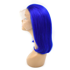 Straight #Dark Blue Color 13×4 Transparent Lace Bob Wig