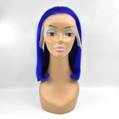 Straight #Dark Blue Color 13×4 Transparent Lace Bob Wig