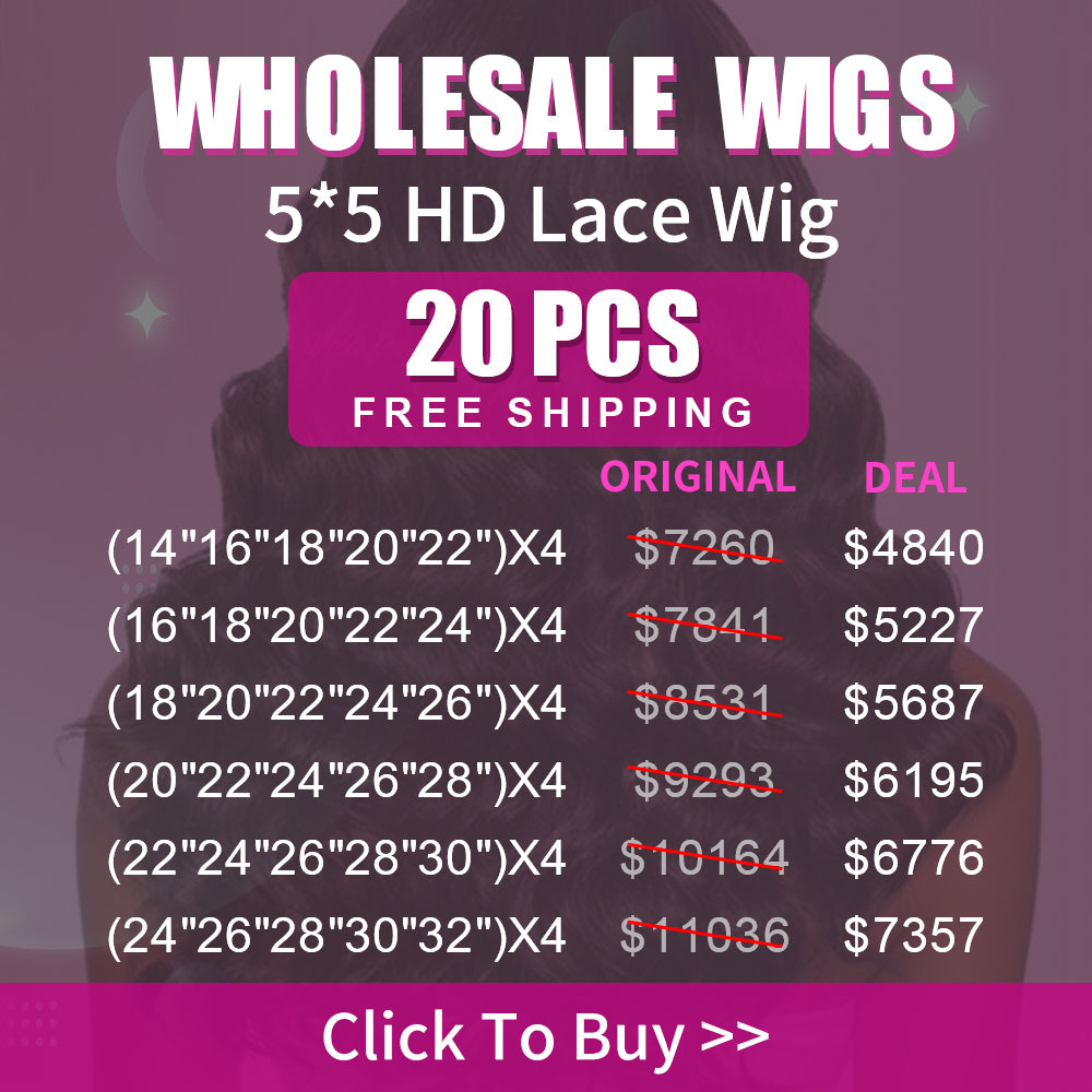 Wholesale Wigs 20PCS Pack 5x5 HD Lace Wig High Quality Virgin Hair