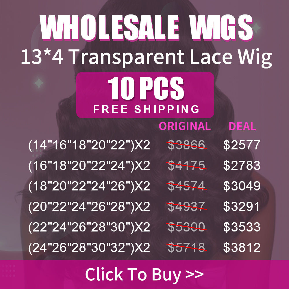 Wholesale Wigs 10PCS Pack 13x4 Transparent Lace Wig High Quality Virgin Hair