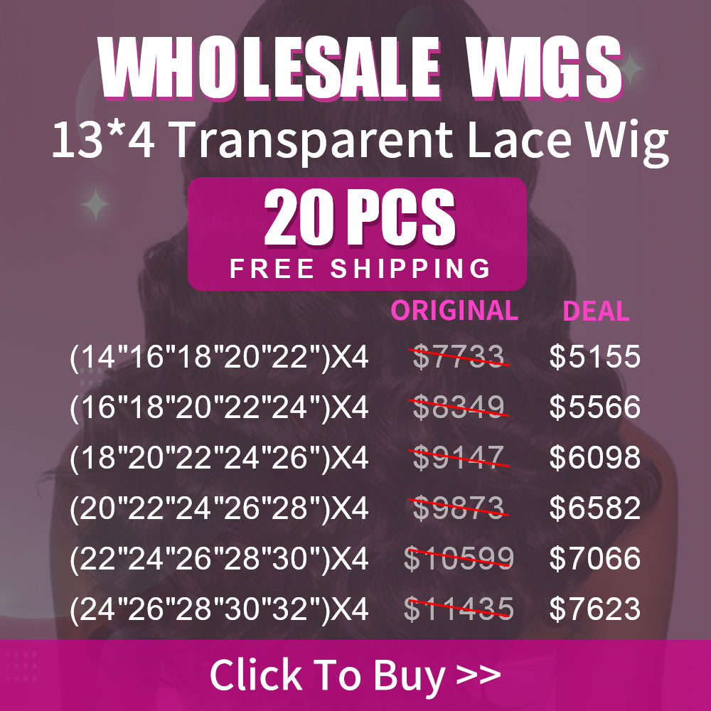 Wholesale Wigs 20PCS Pack 13x4 Transparent Lace Wig High Quality Virgin Hair