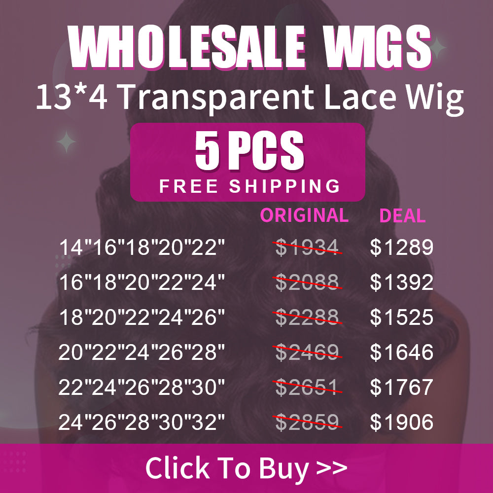 Wholesale Wigs 5PCS Pack 13x4 Transparent Lace Wig High Quality Virgin Hair