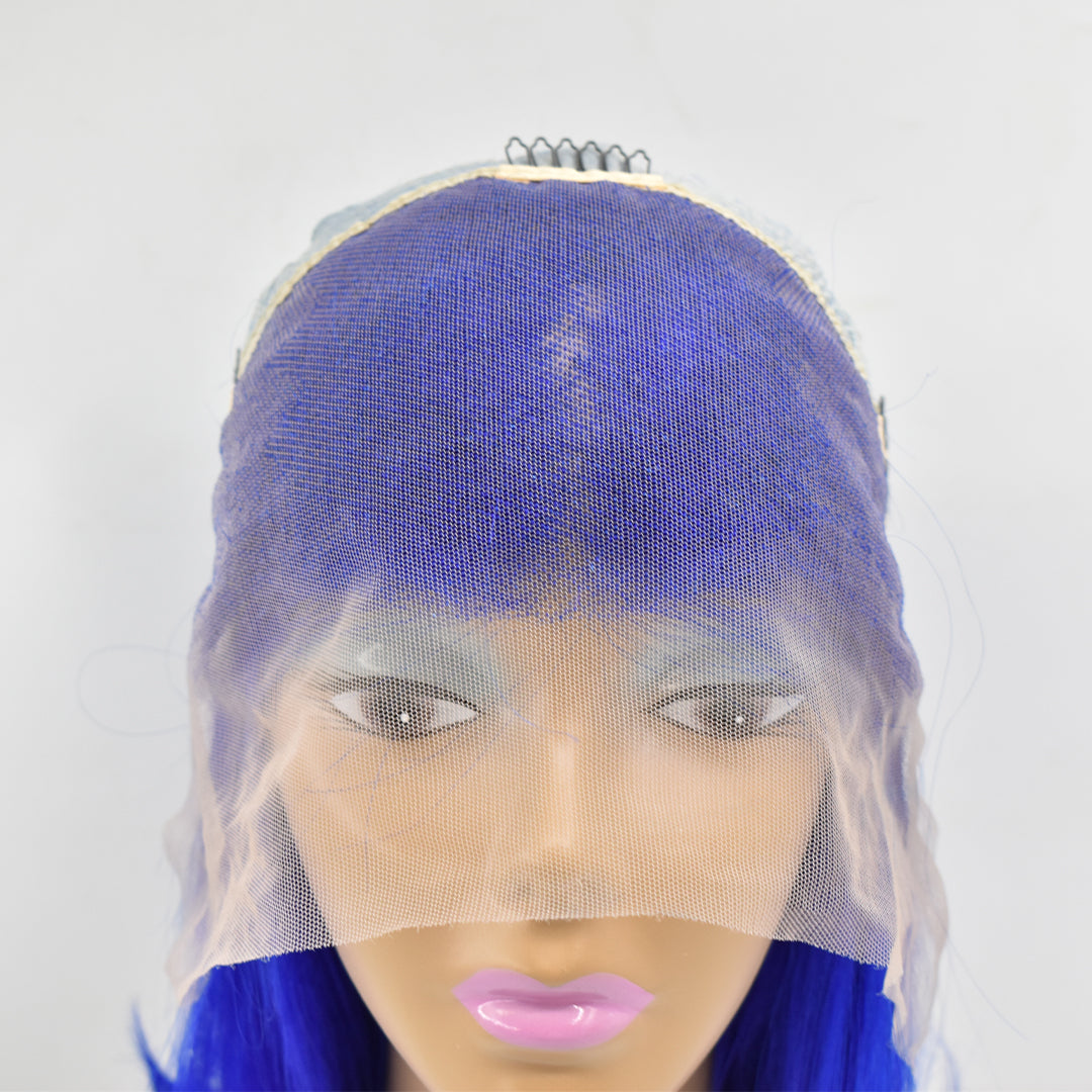 Straight #Dark Blue Color 13×4 Transparent Lace Bob Wig