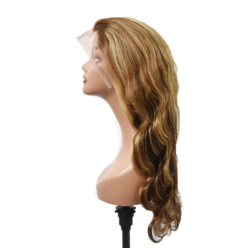 Body Wave 4/4T27 Color 13×4 Transparent Lace Front Wigs Human Hair Wig 150%