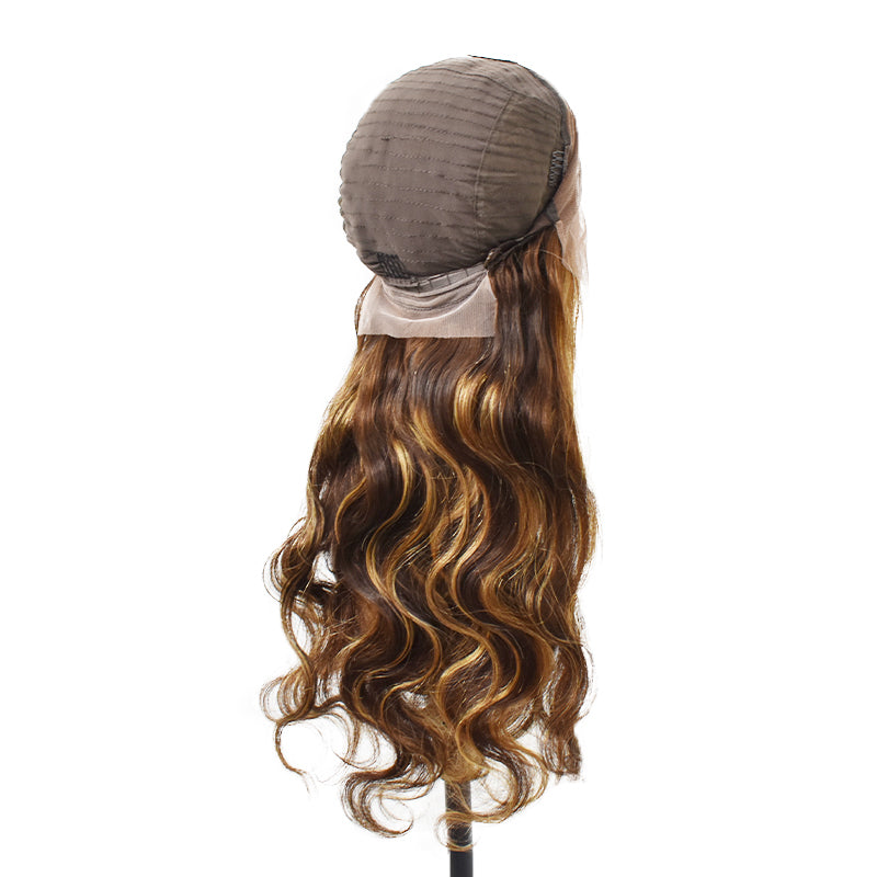 Body Wave 4/4T27 Color 13×4 Transparent Lace Front Wigs Human Hair Wig 150%
