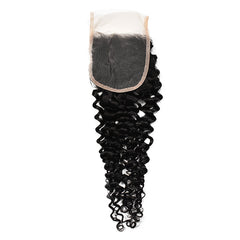 4*4 Transparent Lace Closure Curly Hair High Quality Virgin Hair