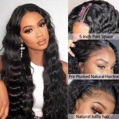 Deep Wave 5x5 HD Lace Closure Wigs Human Hair Wig 180%