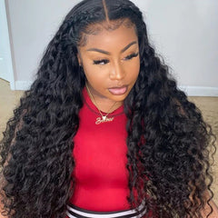 Deep Wave 5x5 HD Lace Closure Wigs Human Hair Wig 180%