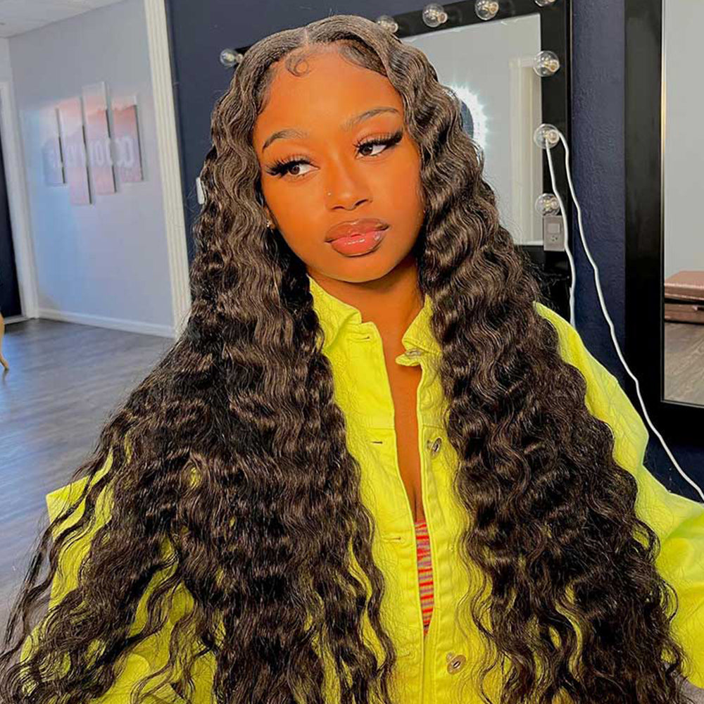 Deep Wave 5x5 HD Lace Closure Wigs Human Hair Wig 180%