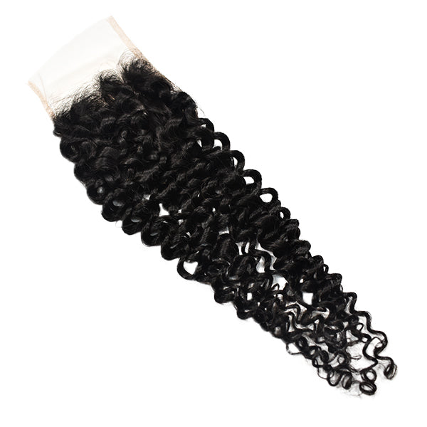 Curly Hair 3 Bundles With 4x4 Transparent Lace Closure High Quality Brazilian Virgin Hair