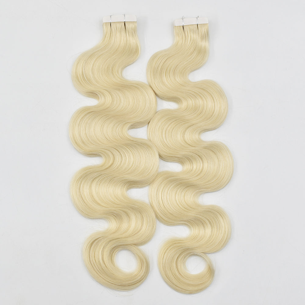 Blonde Color #613 Body Wave Tape In Hair Extensions Virgin Human Hair