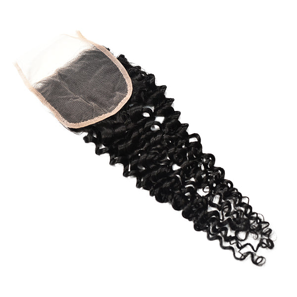 Curly Hair 3 Bundles With 4x4 Transparent Lace Closure High Quality Brazilian Virgin Hair