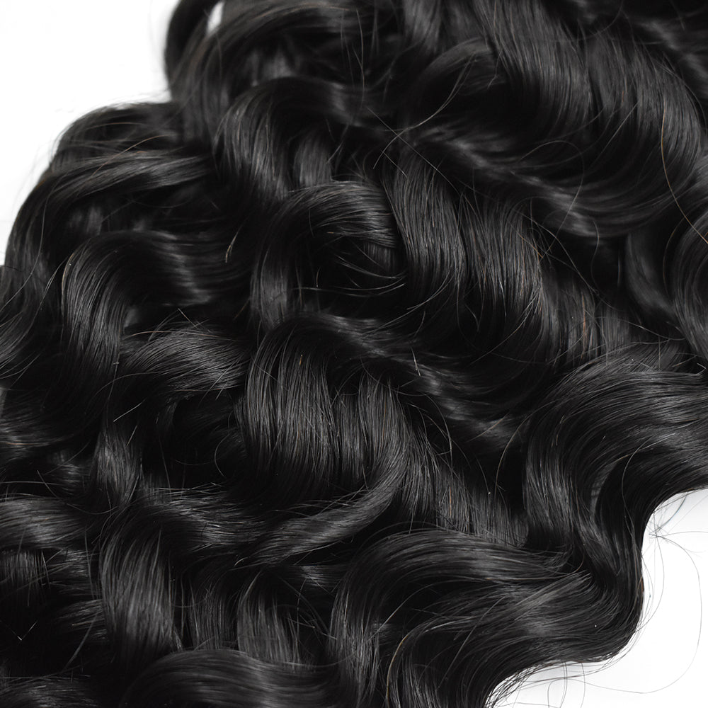 Raw Hair Water Wave Hair 3 Bundles With 5x5 Transparent Lace Closure High Quality Hair